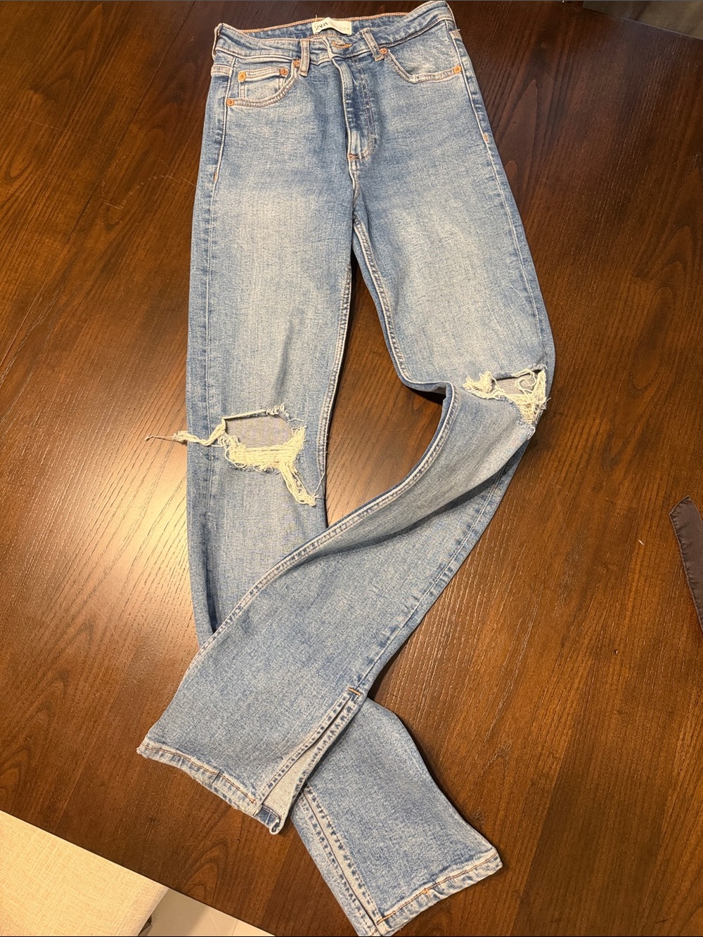 Zara Light Blue Skinny Distressed Jeans